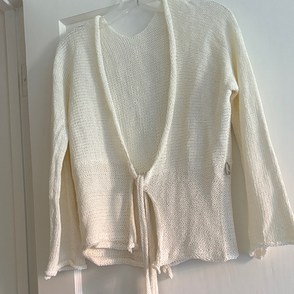 Nwt Skif Knitted Cream Cardigan W/Tie Front Size 0/S